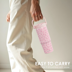 Pink Leopard TintFlip | Straw Lid Tumbler with Carry Handle 30oz