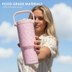 Pink Leopard TintFlip | Straw Lid Tumbler with Carry Handle 30oz