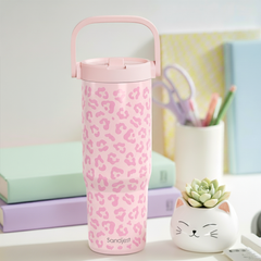 Pink Leopard TintFlip | Straw Lid Tumbler with Carry Handle 30oz