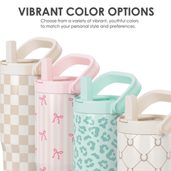 Leopard Skin Stainless Steel Straw Lid Tumbler 30oz with Carry Handle for Women Girls, Insulated Travel Coffee Cup, Gift for Sports Outdoor Workout Christmas Birthday (Mint)