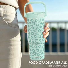 Mint Leopard TintFlip | Straw Lid Tumbler with Carry Handle 30oz