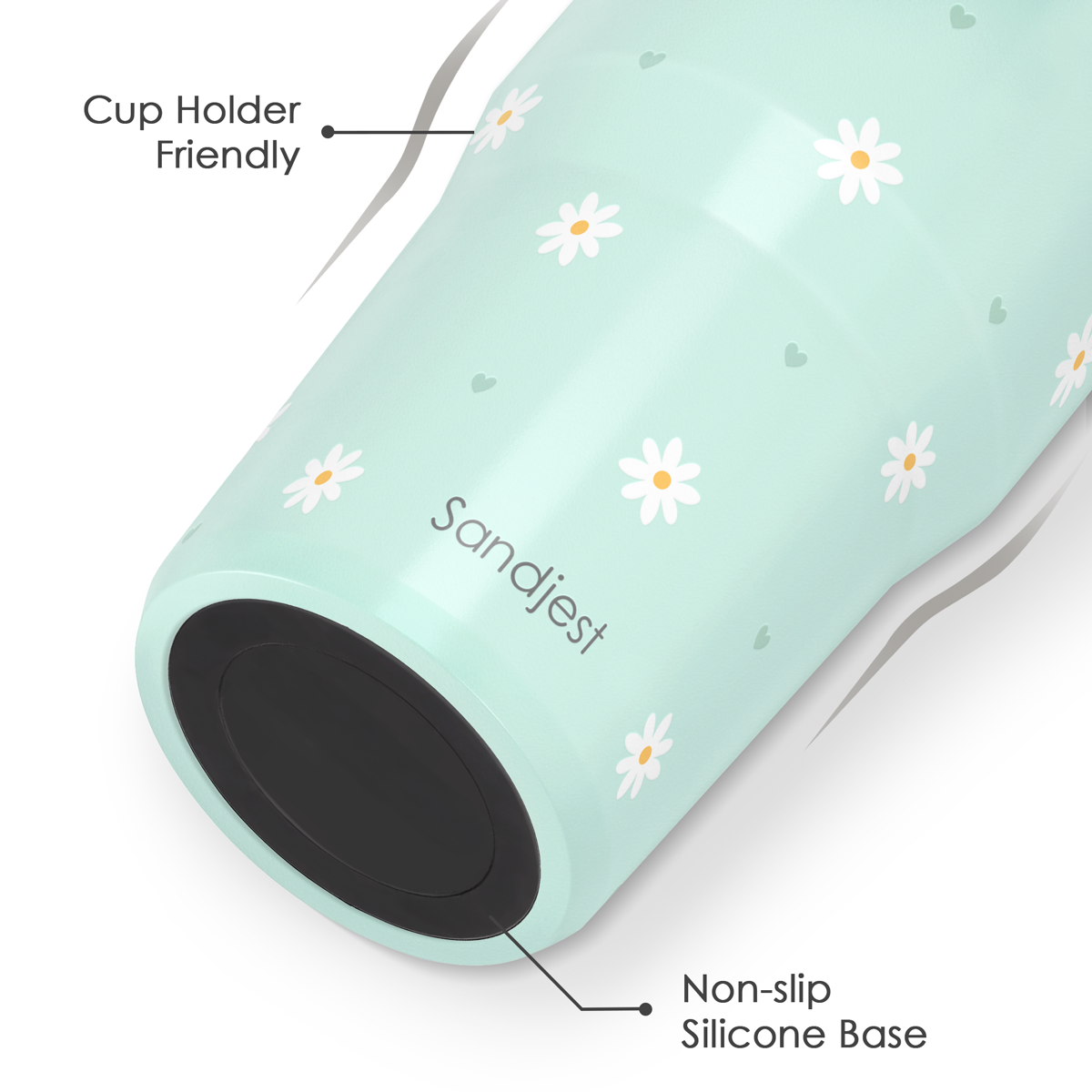 Daisy Stainless Steel Straw Lid Tumbler 30oz with Carry Handle for Women Girls, Insulated Travel Coffee Cup, Gift for Sports Outdoor Workout Christmas Birthday (Mint)