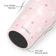 Daisy Stainless Steel Straw Lid Tumbler 30oz with Carry Handle for Women Girls, Insulated Travel Coffee Cup, Gift for Sports Outdoor Workout Christmas Birthday (Pink)