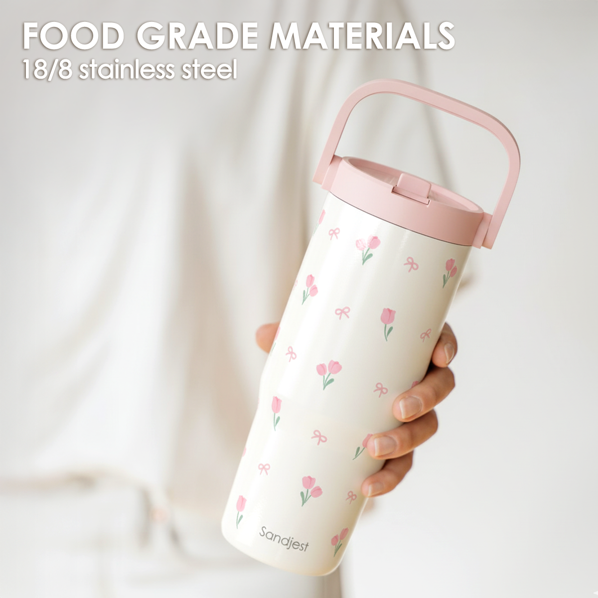 Tulip Stainless Steel Insulated Straw Tumbler 30oz with Handle