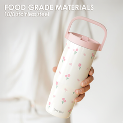 Tulip Stainless Steel Insulated Straw Tumbler 30oz with Handle