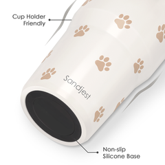Paw Prints Stainless Steel Straw Lid Tumbler 30oz with Carry Handle for Women Girls Pet Lover Dog Mom Cat Mom, Insulated Travel Coffee Cup, Gift for Sports Workout Christmas Birthday
