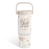 Christian Stainless Steel Straw Lid Tumbler 30oz with Carry Handle for Women Girls, You Are Insulated Travel Coffee Cup, Gift for Sports Outdoor Workout Christmas Birthday