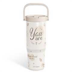 Christian Stainless Steel Straw Lid Tumbler 30oz with Carry Handle for Women Girls, You Are Insulated Travel Coffee Cup, Gift for Sports Outdoor Workout Christmas Birthday