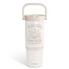 Teacher Stainless Steel Straw Lid Tumbler 30oz with Carry Handle for Women Girls, Insulated Travel Coffee Cup, Gift for Sports Workout Christmas Birthday Teacher's Day