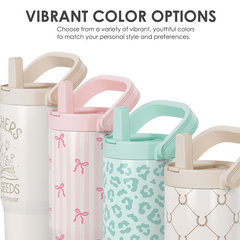 Teacher Stainless Steel Straw Lid Tumbler 30oz with Carry Handle for Women Girls, Insulated Travel Coffee Cup, Gift for Sports Workout Christmas Birthday Teacher's Day