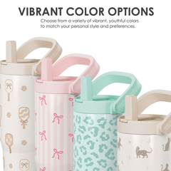 Pickleball Stainless Steel Straw Lid Tumbler 30oz with Carry Handle for Women Girls, Insulated Travel Coffee Cup, Gift for Sports Outdoor Workout Christmas Birthday (Beige)