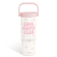 Mom Stainless Steel Straw Lid Tumbler 30oz with Carry Handle for Women, Cool Mom Club Insulated Travel Coffee Cup, Gift for Sports Outdoor Mother's Day Christmas Birthday