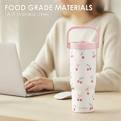 Cherry Insulated Stainless Steel Straw Tumbler 30oz