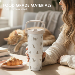 White Cat TintFlip | Straw Lid Tumbler with Carry Handle 30oz
