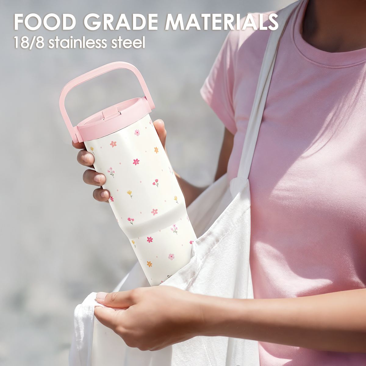 30oz Floral Insulated Stainless Steel Straw Tumbler