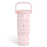 Heart Stainless Steel Insulated Tumbler 30oz with Straw Lid & Handle