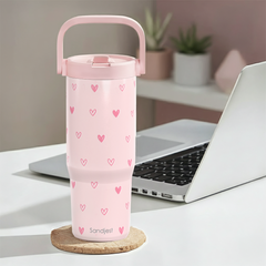 Heart Stainless Steel Insulated Tumbler 30oz with Straw Lid & Handle