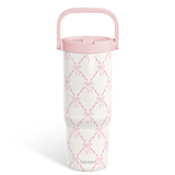 Bow Stainless Steel Straw Lid Tumbler 30oz with Carry Handle for Women Girls, Insulated Travel Coffee Cup, Gift for Sports Outdoor Workout Christmas Birthday