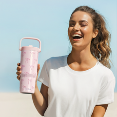 Pink Bow TintFlip | Straw Lid Tumbler with Carry Handle 30oz