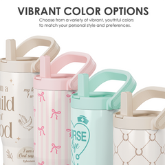 Christian Stainless Steel Straw Lid Tumbler 30oz with Carry Handle for Women Girls, Child of God Insulated Travel Coffee Cup, Gift for Sports Outdoor Workout Christmas Birthday