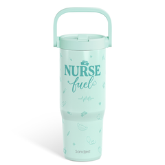 Nurse Fuel Stainless Steel Straw Lid Tumbler 30oz with Carry Handle for Women Girls, Insulated Travel Coffee Cup, Gift for Sports Outdoor Christmas Birthday Nurses Week Nursing School