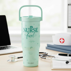 Mint Nurse TintFlip | Straw Lid Tumbler with Carry Handle 30oz