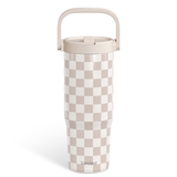 Brown Checker TintFlip | Straw Lid Tumbler with Carry Handle 30oz