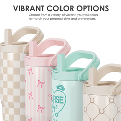 Nurse Life Stainless Steel Straw Lid Tumbler 30oz with Carry Handle for Women Girls, Insulated Travel Coffee Cup, Gift for Sports Outdoor Christmas Birthday Nurses Week Nursing School