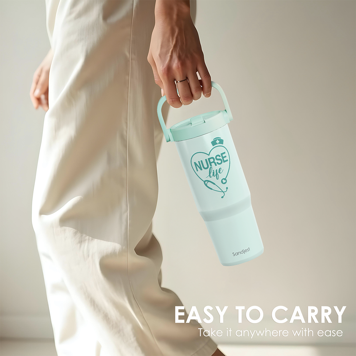 Mint Nurse TintFlip | Straw Lid Tumbler with Carry Handle 30oz