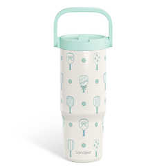 Pickleball Stainless Steel Straw Lid Tumbler 30oz with Carry Handle for Women Girls Adults, Insulated Travel Coffee Cup, Gift for Sports Outdoor Workout Christmas Birthday (Mint)