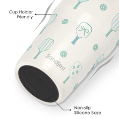 Pickleball Stainless Steel Straw Lid Tumbler 30oz with Carry Handle for Women Girls Adults, Insulated Travel Coffee Cup, Gift for Sports Outdoor Workout Christmas Birthday (Mint)