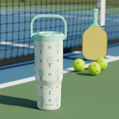 Mint Pickleball TintFlip | Straw Lid Tumbler with Carry Handle 30oz