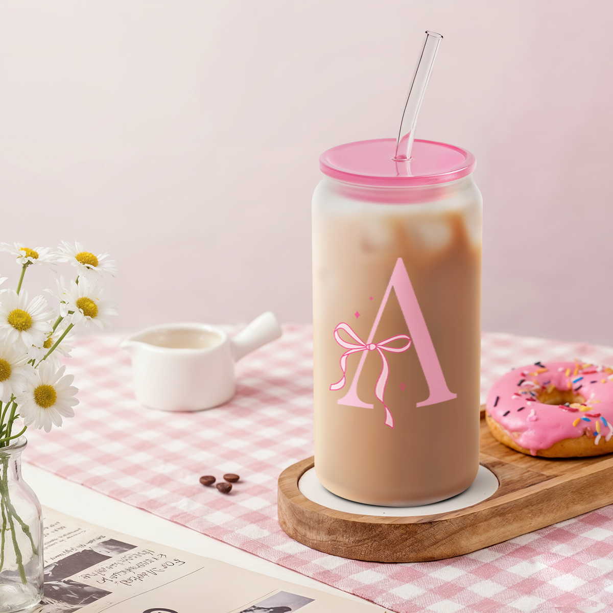 Monogram GlassGlow | Frosted Glass Tumbler 16oz