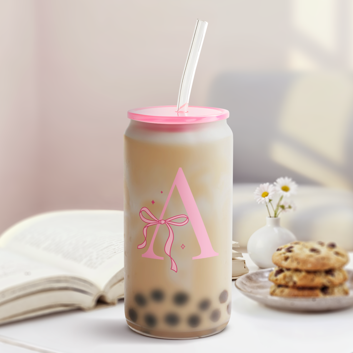 Monogram GlassGlow | Frosted Glass Tumbler 16oz