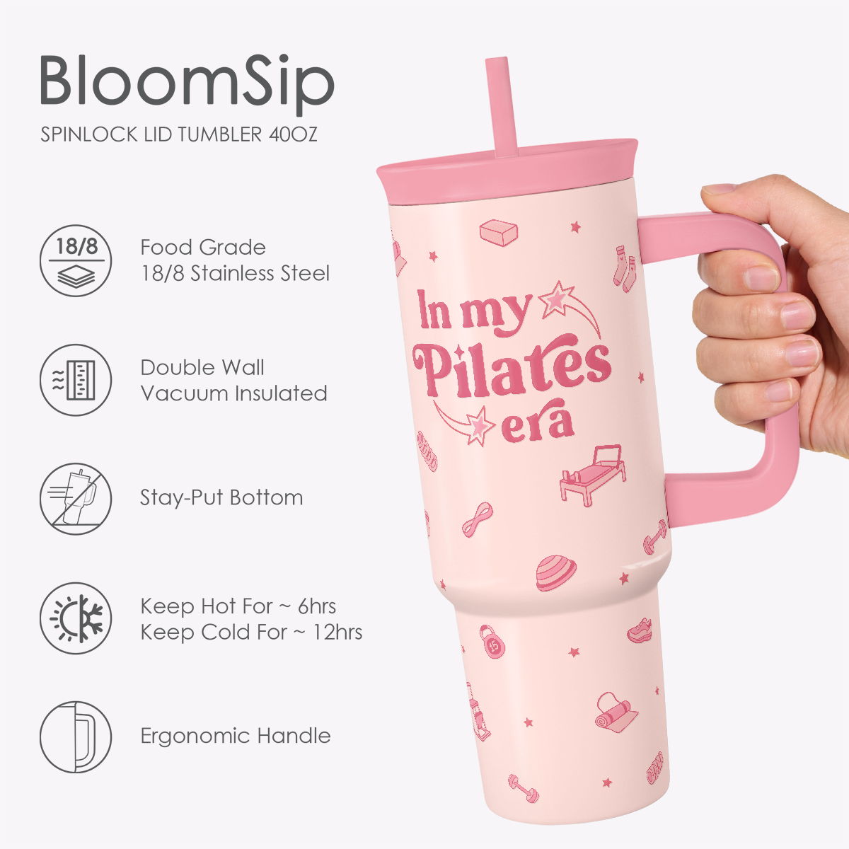 BloomSip 40oz Leak-proof Tumbler | Pilates