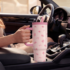 BloomSip 40oz Leak-proof Tumbler | Blush Rose Garden