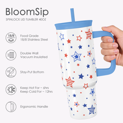 BloomSip 40oz Leak-proof Tumbler | Patriotic Stars