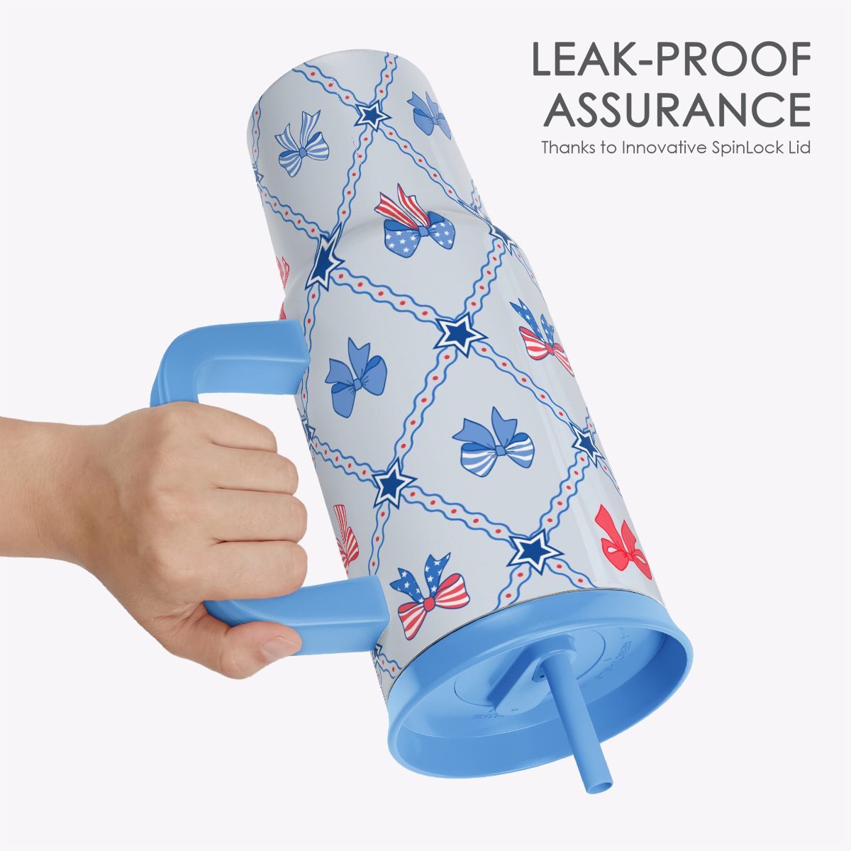 BloomSip 40oz Leak-proof Tumbler | Patriotic Bows