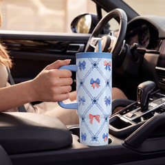 BloomSip 40oz Leak-proof Tumbler | Patriotic Bows
