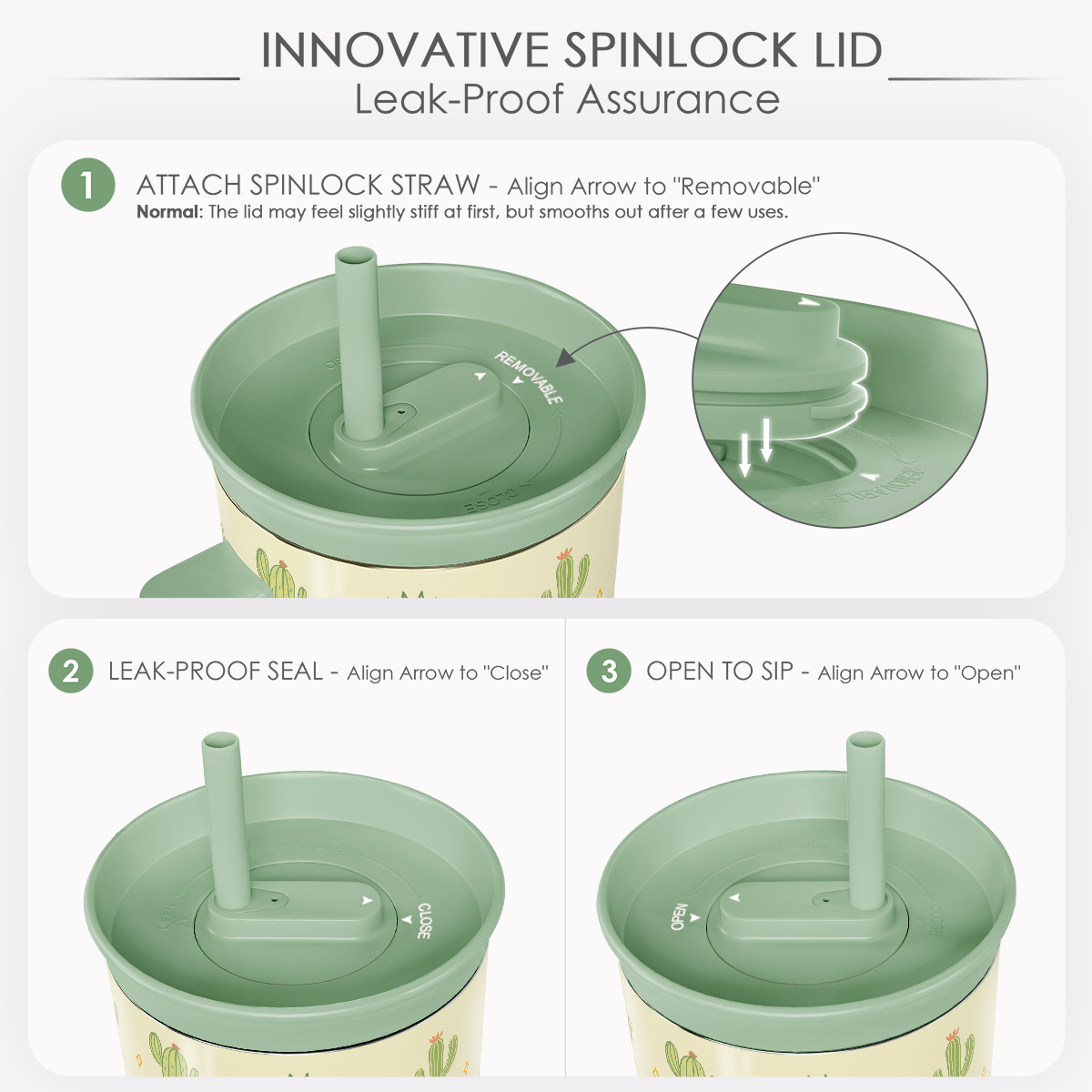 BloomSip 40oz Leak-proof Tumbler | Cactus