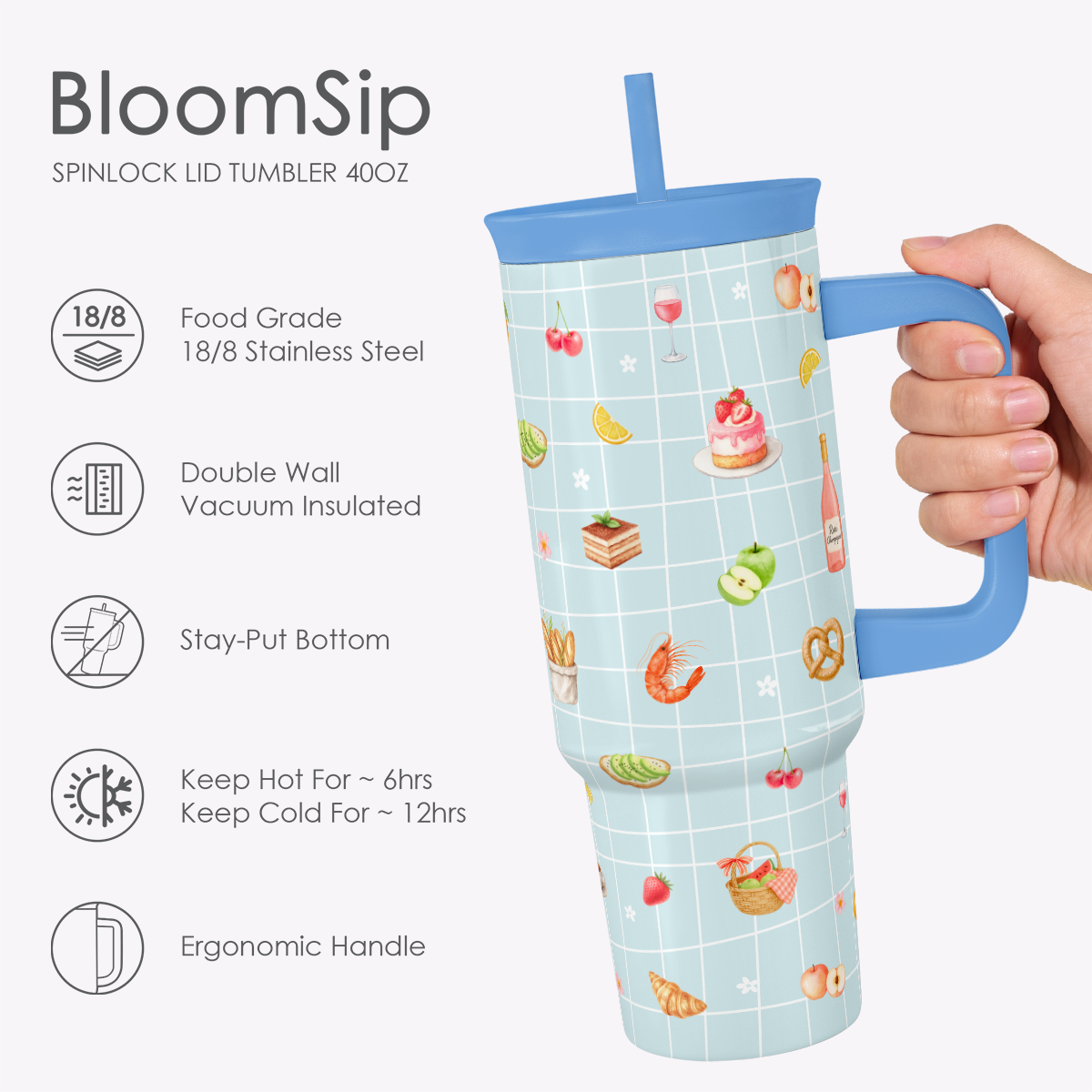 BloomSip 40oz Leak-proof Tumbler | Picnic
