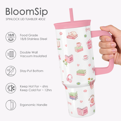 BloomSip 40oz Leak-proof Tumbler | Book Lovers