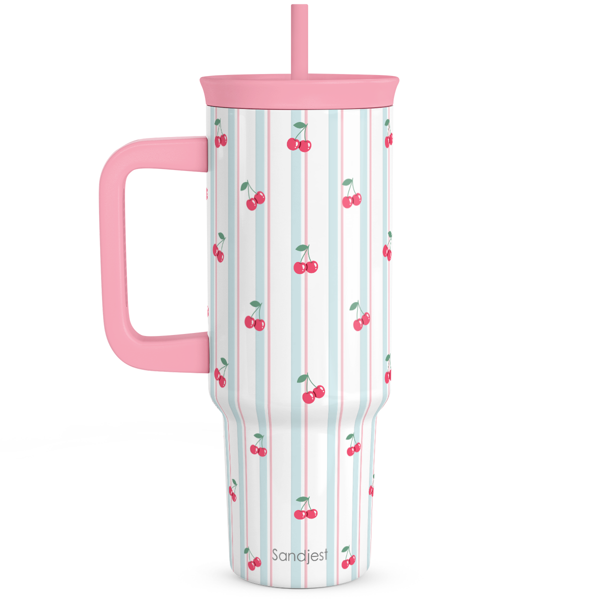 BloomSip 40oz Leak-proof Tumbler | Cherry Stripe