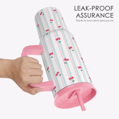 BloomSip 40oz Leak-proof Tumbler | Cherry Stripe