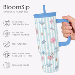 BloomSip 40oz Leak-proof Tumbler | Beach Day Stripe