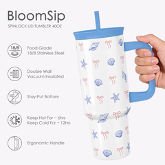 BloomSip 40oz Leak-proof Tumbler | Coastal Bows