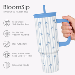 BloomSip 40oz Leak-proof Tumbler | Palm Trees