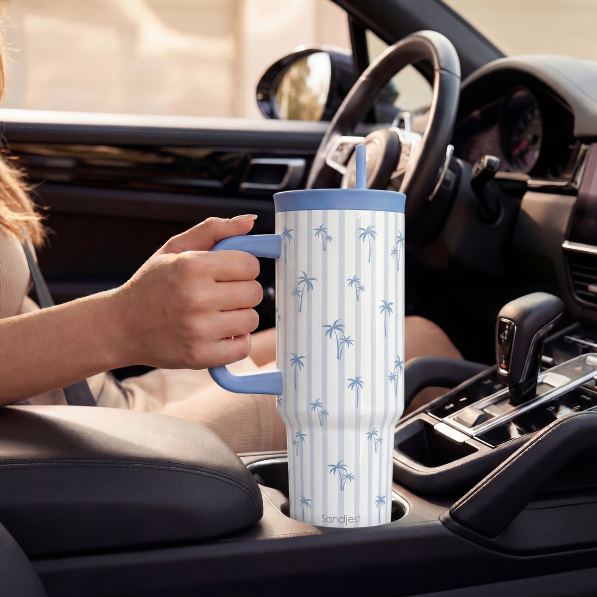 BloomSip 40oz Leak-proof Tumbler | Palm Trees