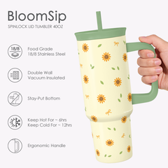 BloomSip 40oz Leak-proof Tumbler | Sunflower