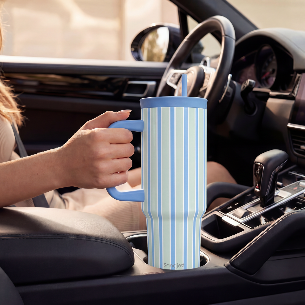 BloomSip 40oz Leak-proof Tumbler | Stripe Pattern